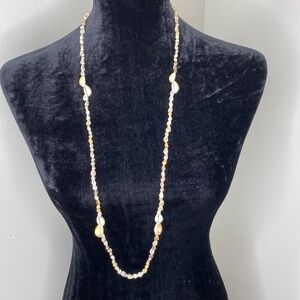 Handmade Cowrie and Conch Shell & Beaded Necklace 19"
